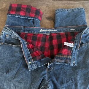 Eddie Bauer Men’s Flannel Lined Denim Straight Fit Stretch Sz 40x30.5-measured